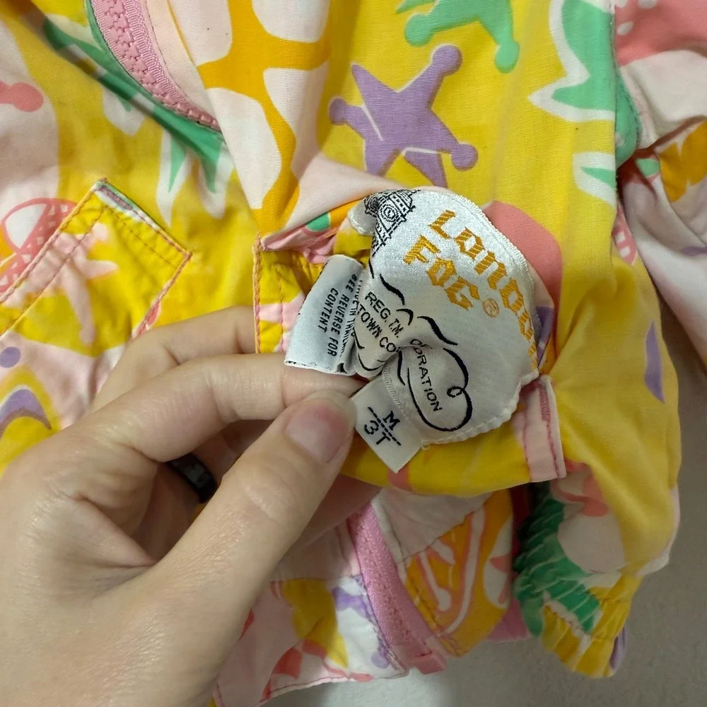 Vintage London Fog Toddler Girl 3T Reversible Pink Bomber Jacket 90's Multicolor - Picture 5 of 9